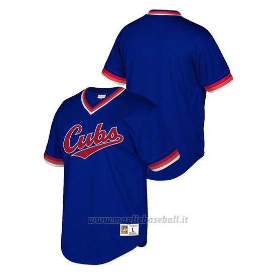 Maglia Baseball Uomo Chicago Cubs Cooperstown Collection Mesh Wordmark V-neck Blu2